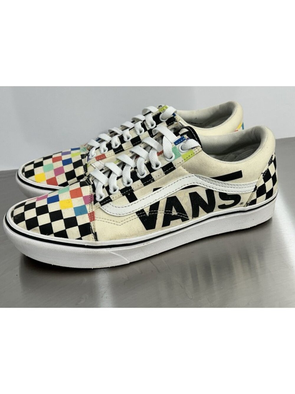 Vans x MoMA ComfyCush OldSkool Multi Color Rainbow Sneakers Women Sz 11.5 Men 10